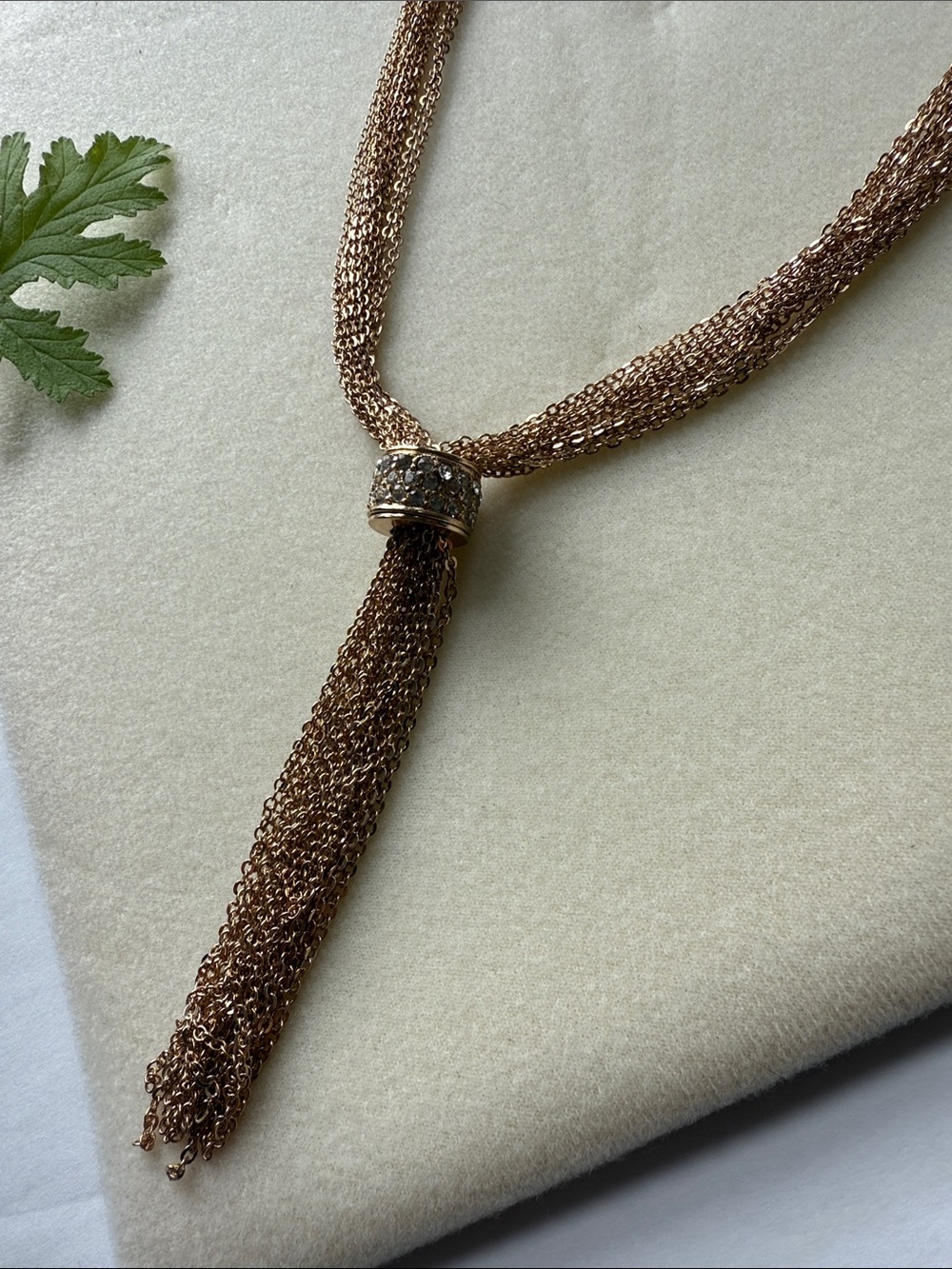 Elegant Rose Gold Multi-Chain Tassel Necklace|24”